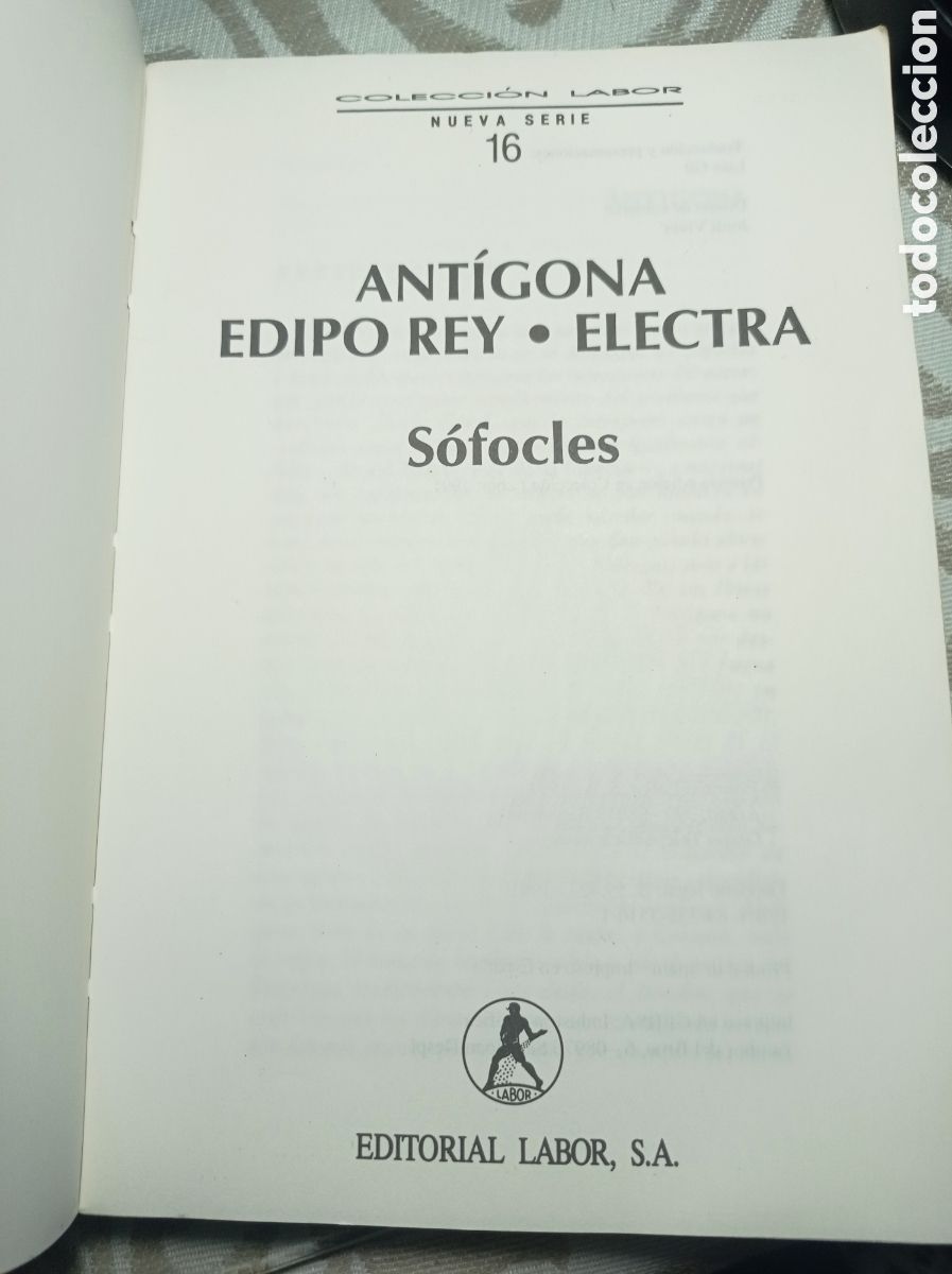Libros de segunda mano: S&Oacute;FOCLES. ANT&Iacute;GONA. EDIPO REY. ELECTRA. TRADUCCI&Oacute;N DE LUIS GIL. - Foto 3