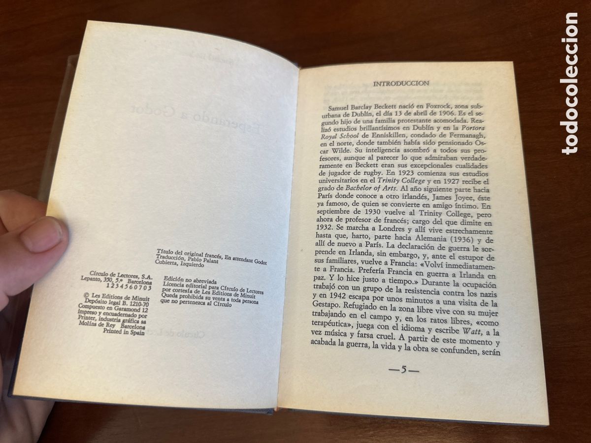 Libros de segunda mano: Samuel Beckett. Esperando a Godot 1970 C&iacute;rculo de lectores. - Foto 3