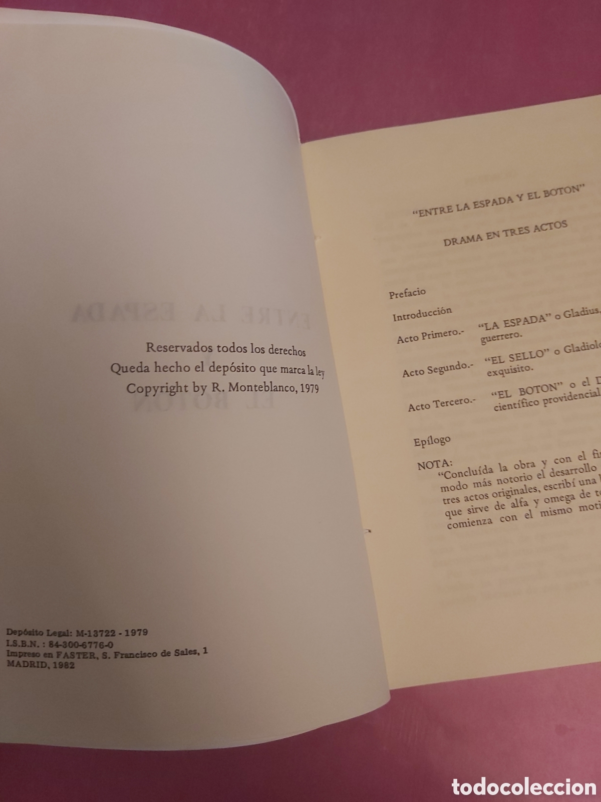 Libros de segunda mano: ENTRE LA ESPADA Y EL BOTON R. MONTEBLANCO 1979 - Foto 2