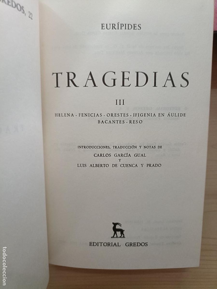 Libros de segunda mano: Tragedias III. Eur&iacute;pides. Gredos, 1979. - Foto 3