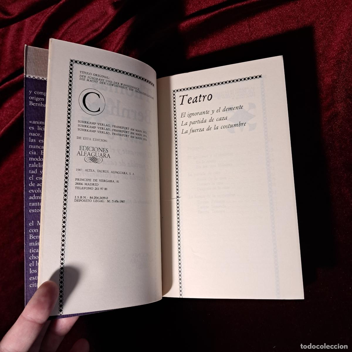 Libros de segunda mano: TEATRO. Thomas Bernhard. Alfaguara 1987 - Foto 3