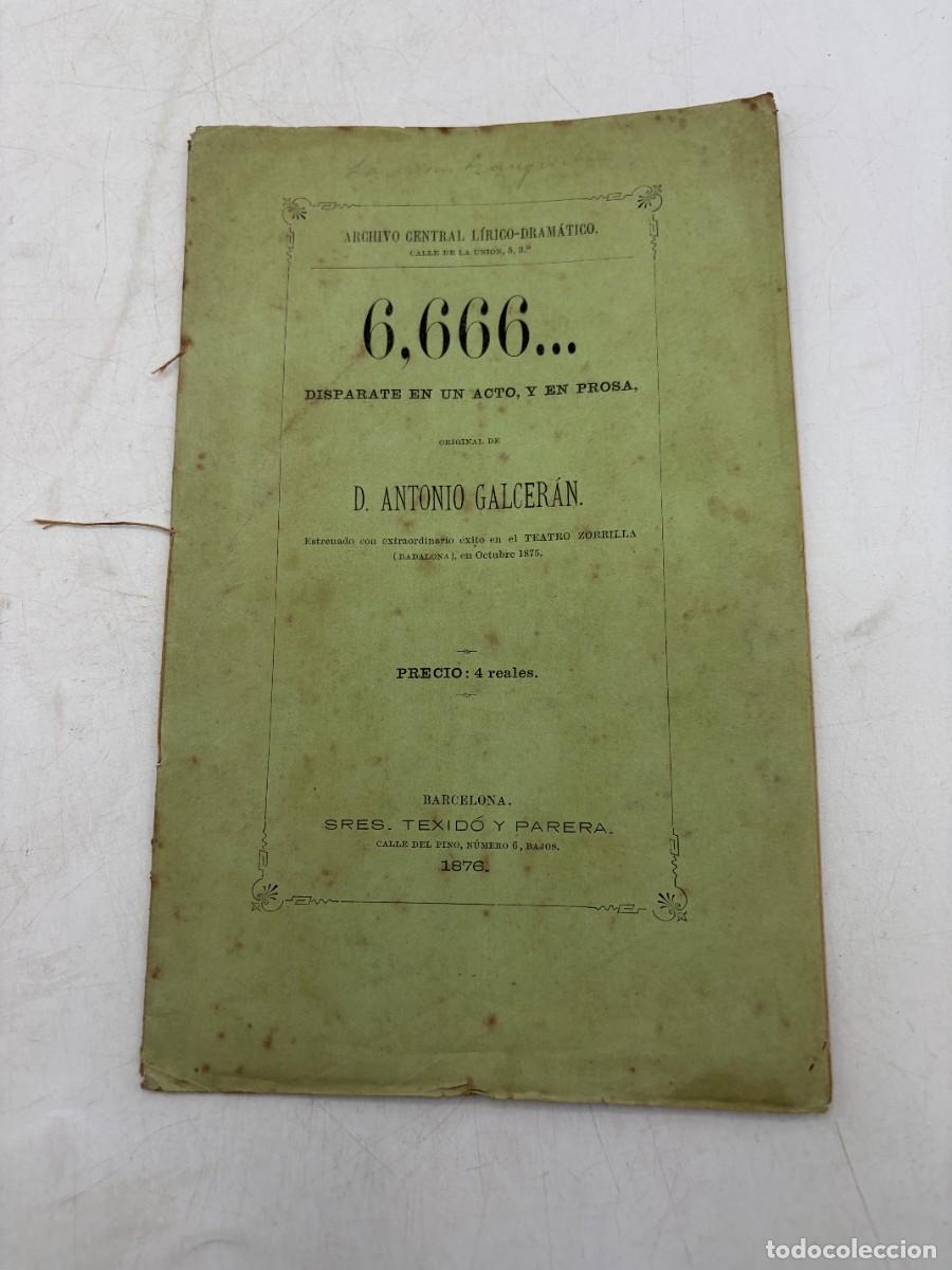 Libros de segunda mano: 6,666... ANTONIO GALCER&Aacute;N. SRES. TEXID&Oacute; Y PARERA. BARCELONA, 1876. P&Aacute;GS: 16. DEDICATORIA DEL AUTOR