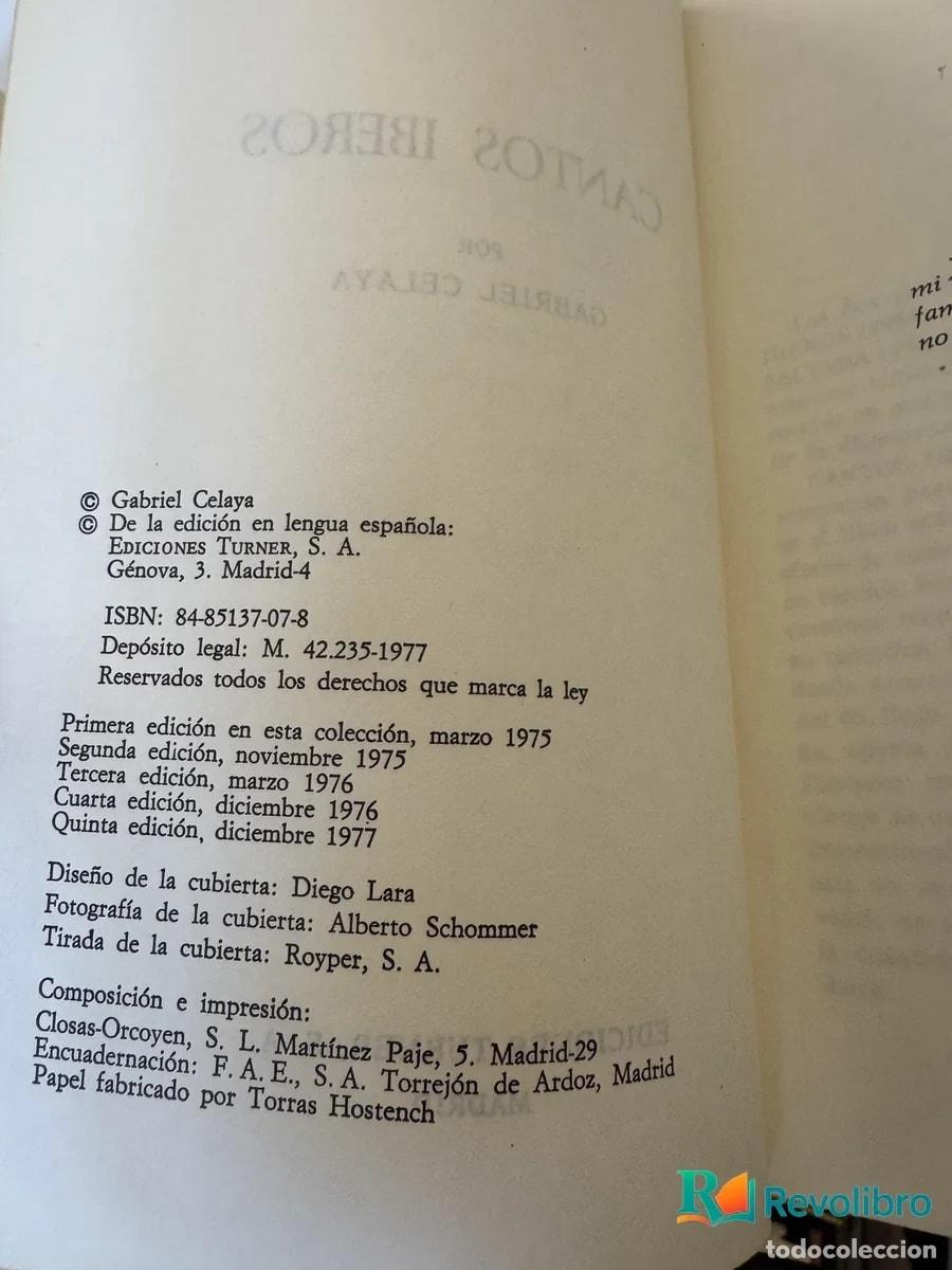 Libros de segunda mano: Cantos Iberos - Gabriel Celaya - Foto 2
