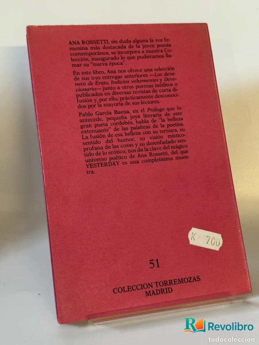 Libros de segunda mano: Yesterday - Ana Rossetti - Foto 2