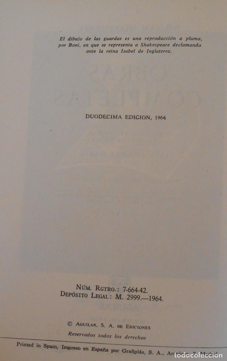 Libros de segunda mano: OBRAS COMPLETAS - WILLIAM SHAKESPEARE EDITORIAL AGUILAR - Foto 4