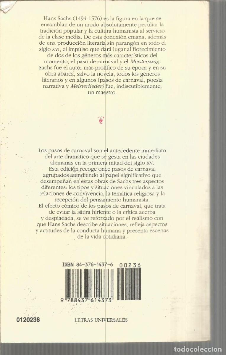 Libros de segunda mano: HANS SACHS. PASOS DE CARNAVAL. CATEDRA - Foto 2