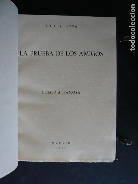 Libros de segunda mano: PRUEBA AMIGOS DE LOPE VEGA, ED. INSTITUTO DE ESPA&Ntilde;A 1963 ENCUADERNCI&Oacute;N DE LUJO