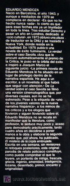 Libros de segunda mano: EL MISTERIO DE LA CRIPTA EMBRUJADA - EDUARDO MENDOZA - Foto 3