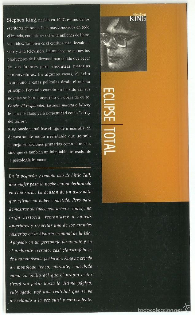 Libros de segunda mano: ECLIPSE TOTAL - STEPHEN KING - A&Ntilde;O 1997 - Foto 2