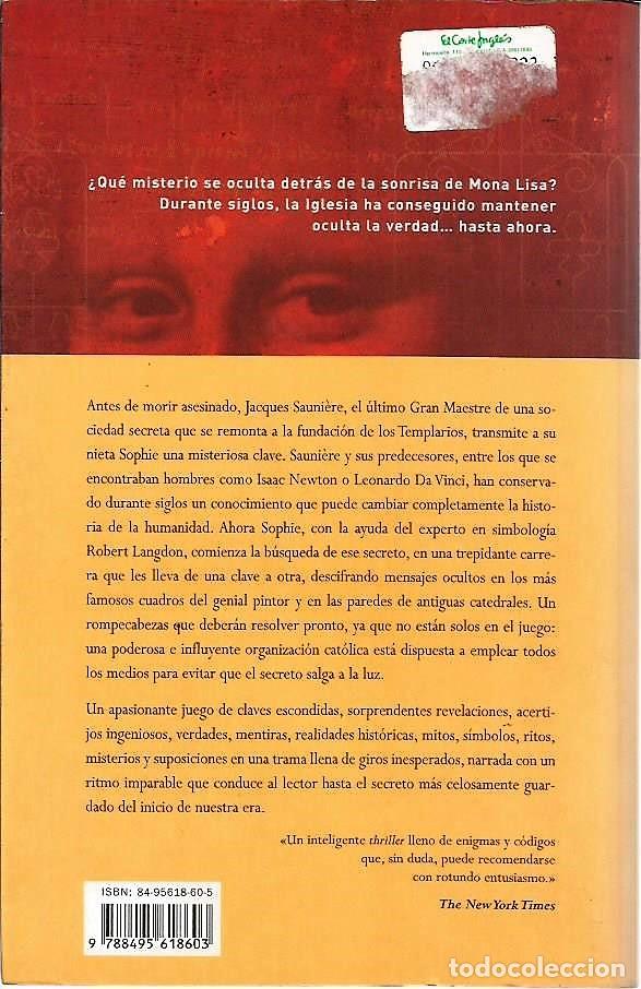 Libros de segunda mano: LIBRO, &rdquo;EL CODIGO DA VINCI&rdquo;, DAN BROWN, URANO 2003 - Foto 2