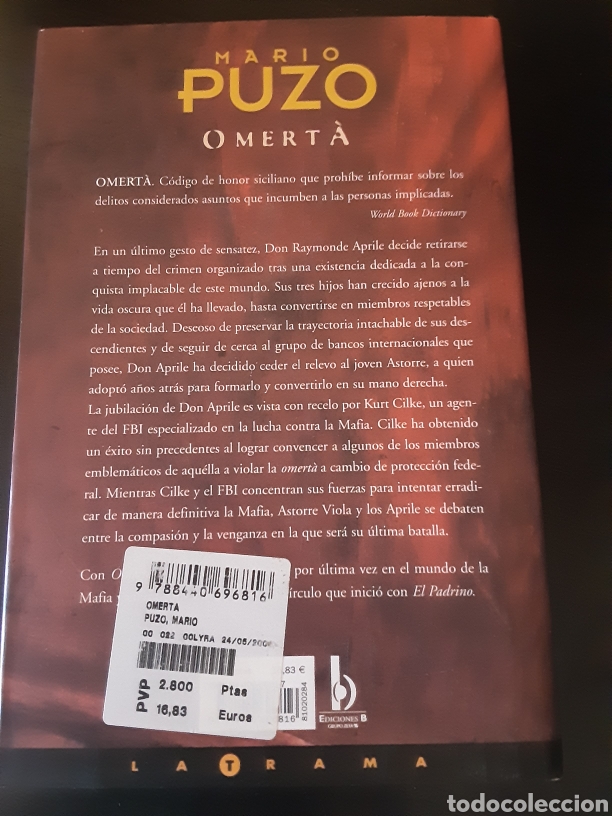 Libros de segunda mano: Omert&agrave;. Mario Puzo. - Foto 3