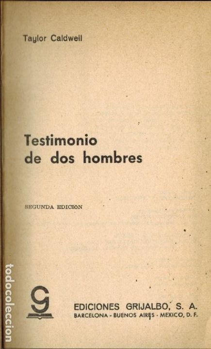 Libros de segunda mano: TESTIMONIO DE DOS HOMBRES - Foto 1
