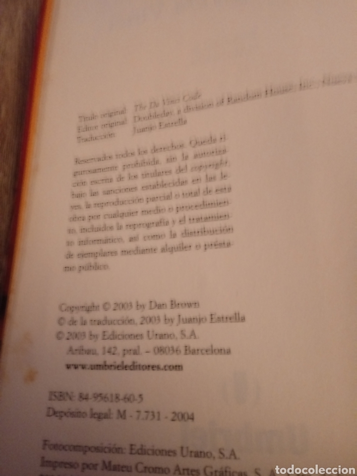 Libros de segunda mano: El codigo da Vinci de Dan Brow - Foto 4