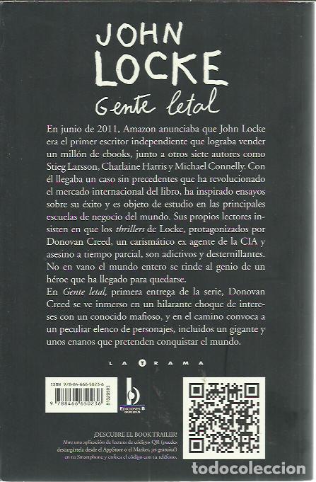 Libros de segunda mano: John Locke-Gente Letal.Ediciones B.2012. - Foto 2