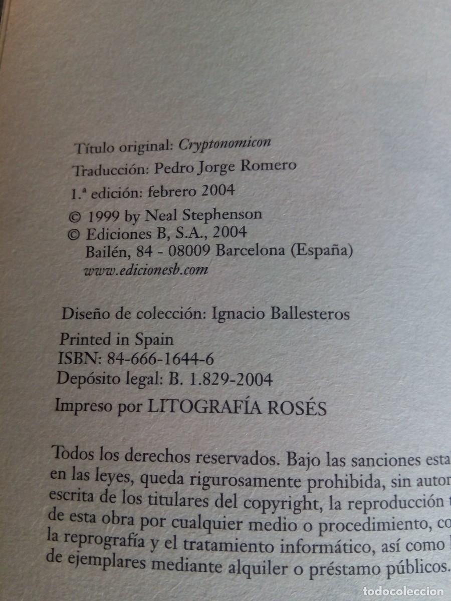 Libros de segunda mano: CRIPTONOMIC&Oacute;N 1. EL C&Oacute;DIGO ENIGMA / NEAL STEPHENSON - Foto 4