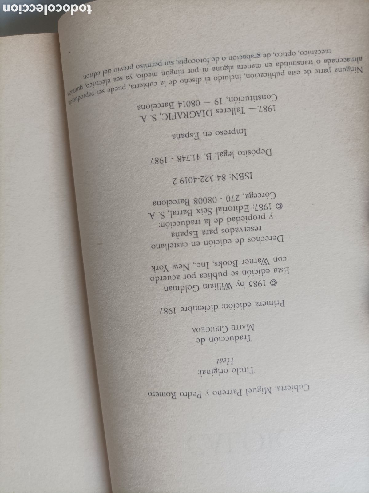 Libros de segunda mano: Calor / William Goldman - Foto 3
