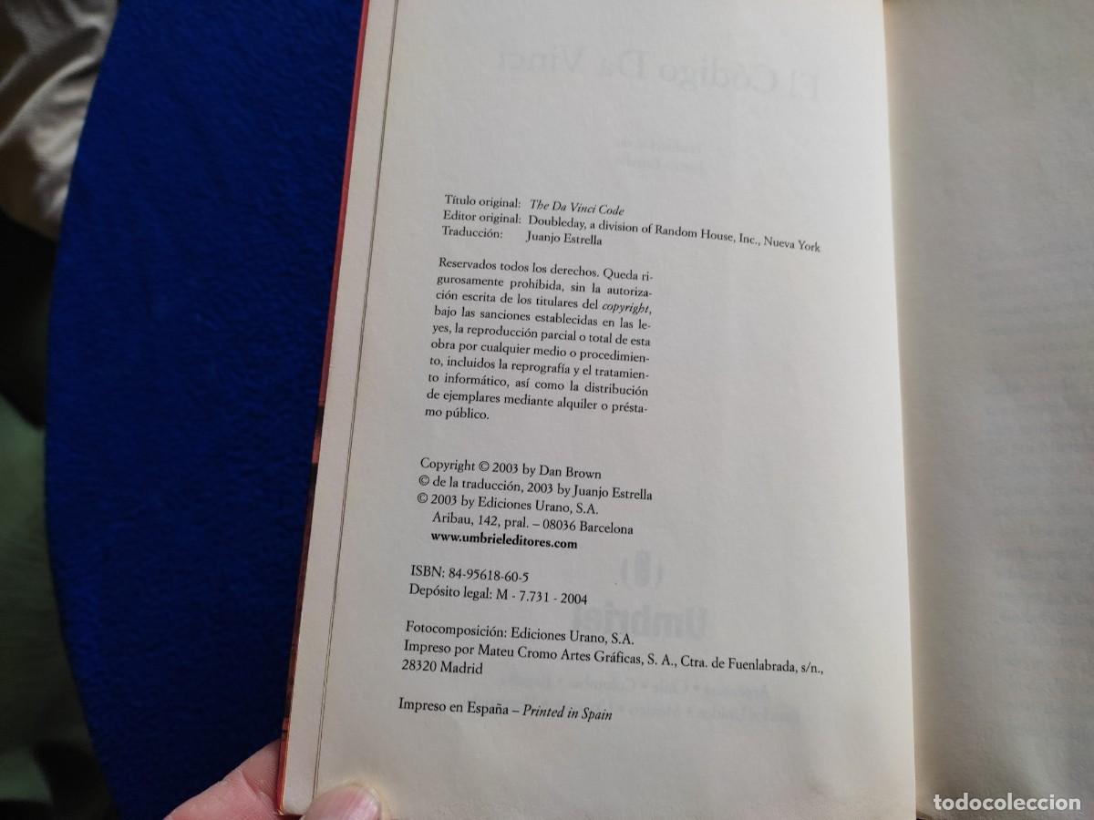 Libros de segunda mano: El C&oacute;digo da Vinci Dan Brown Ediciones Urano 2012 - Foto 4