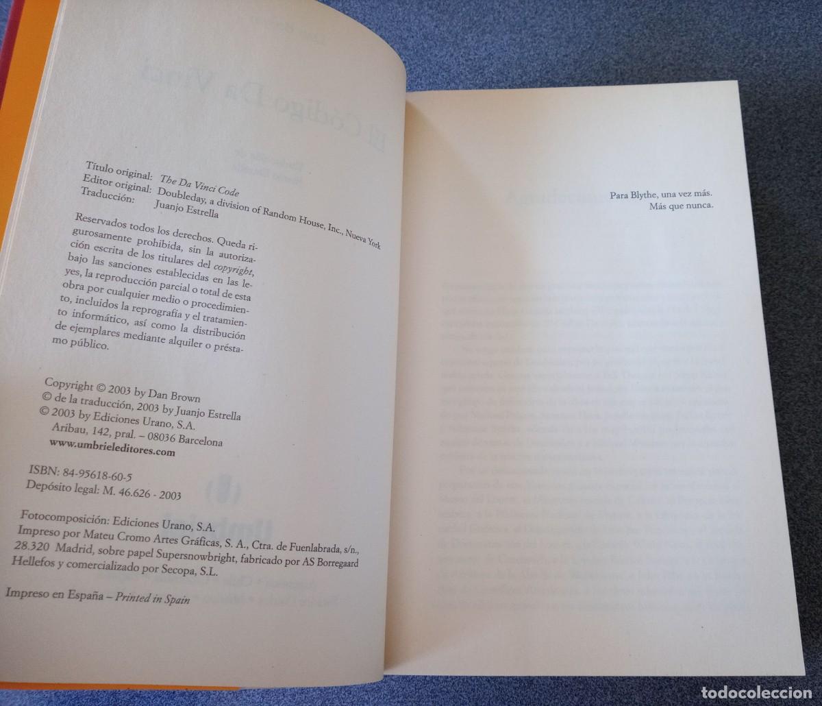 Libros de segunda mano: El C&oacute;digo Da Vinci Dan Brown - Foto 4