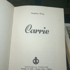 Libros de segunda mano: CARRIE. STEPHEN KING. EDITORIAL POMAIRE. PRIMERA EDICIÓN 1974.