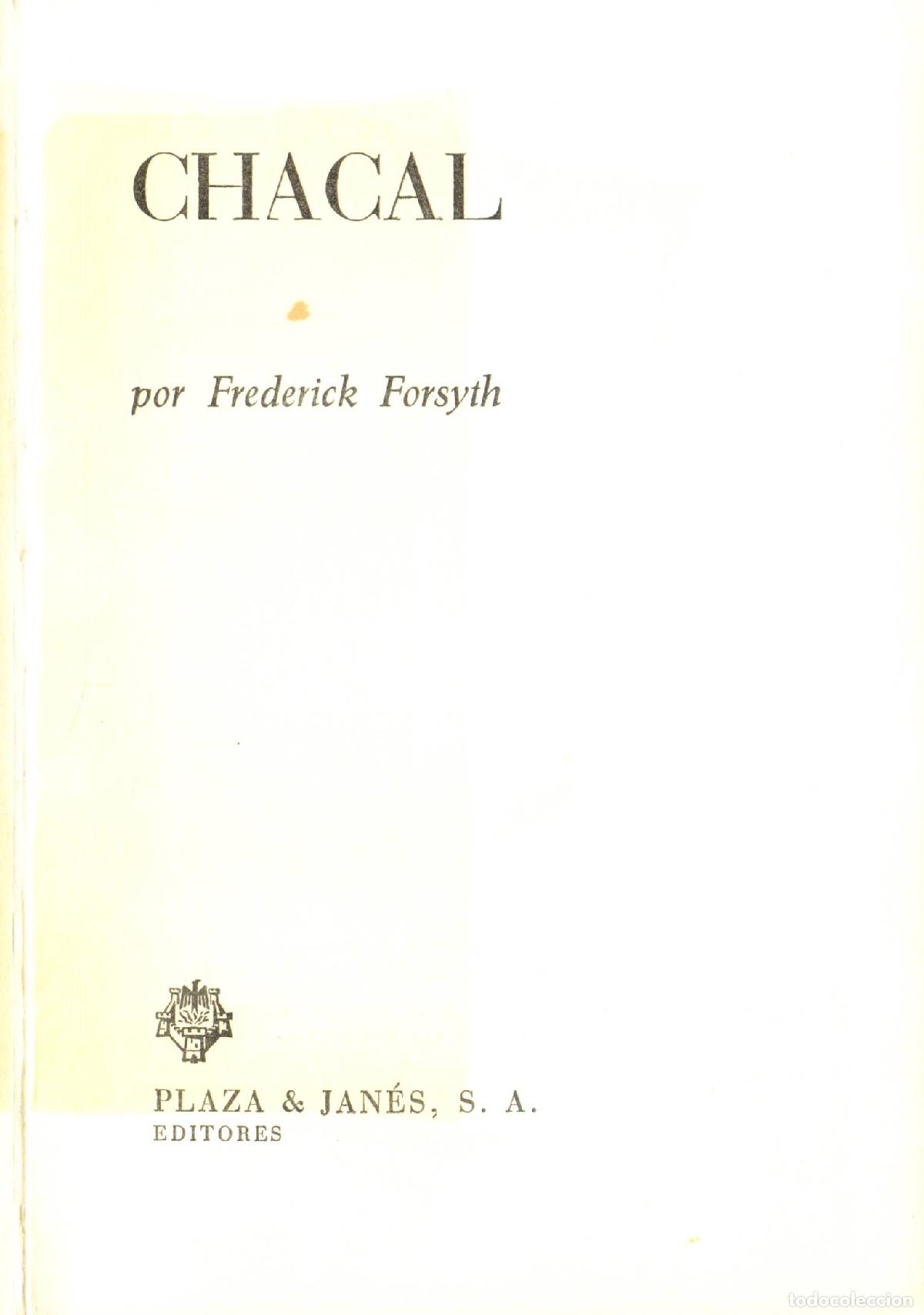 Libros de segunda mano: Chacal - Forsyth, Frederick - Foto 1