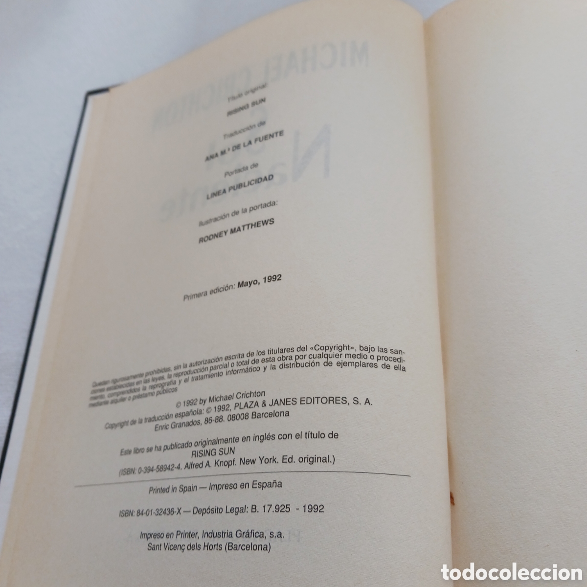 Libros de segunda mano: Sol naciente de Michael Crichton - Foto 3