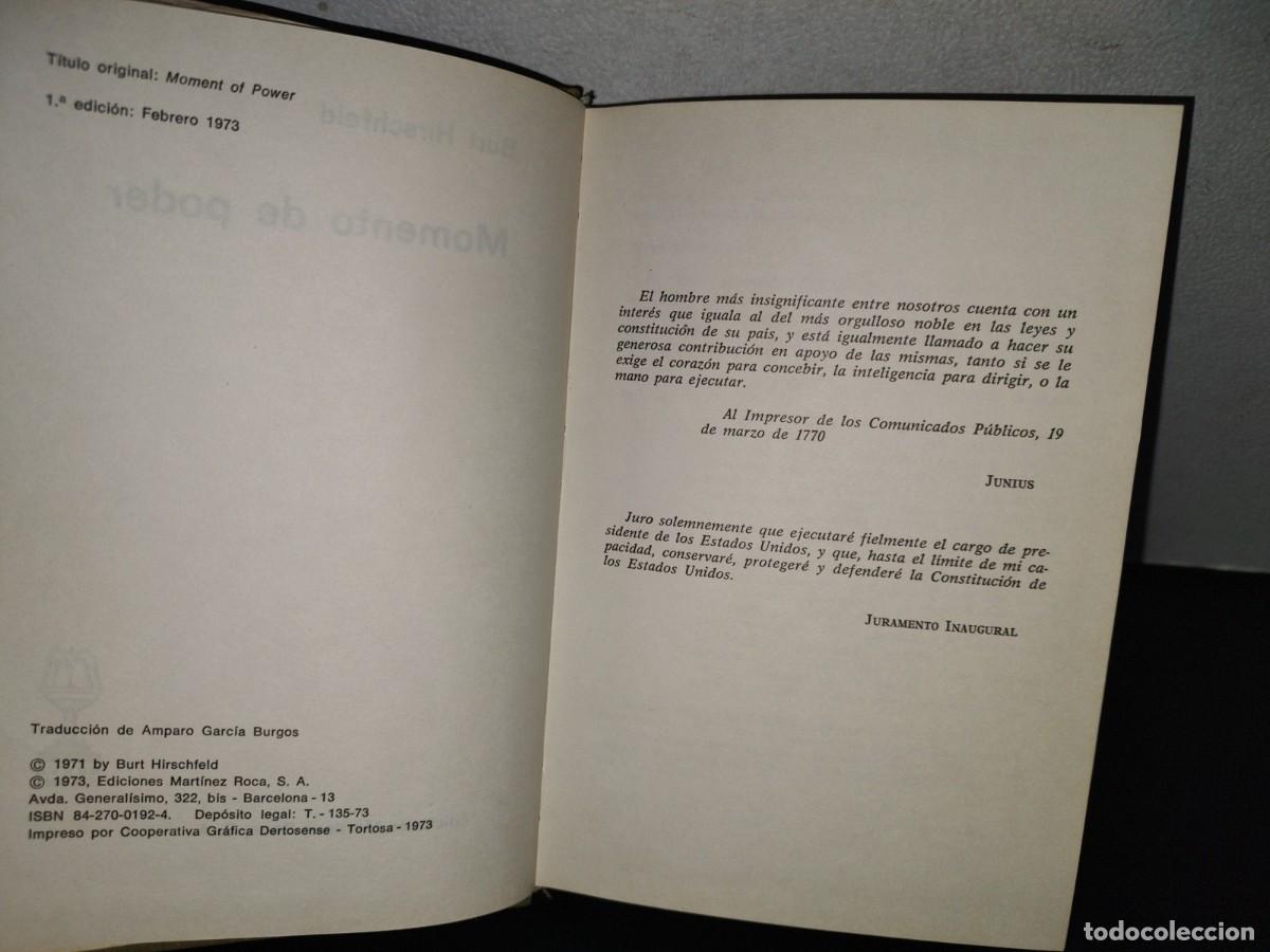 Libros de segunda mano: 121- MOMENTO DE PODER - BURT HIRSCHFELD - EDICIONES MART&Iacute;NEZ ROCA, S. A. - PRIMERA EDICI&Oacute;N 1973 - Foto 5