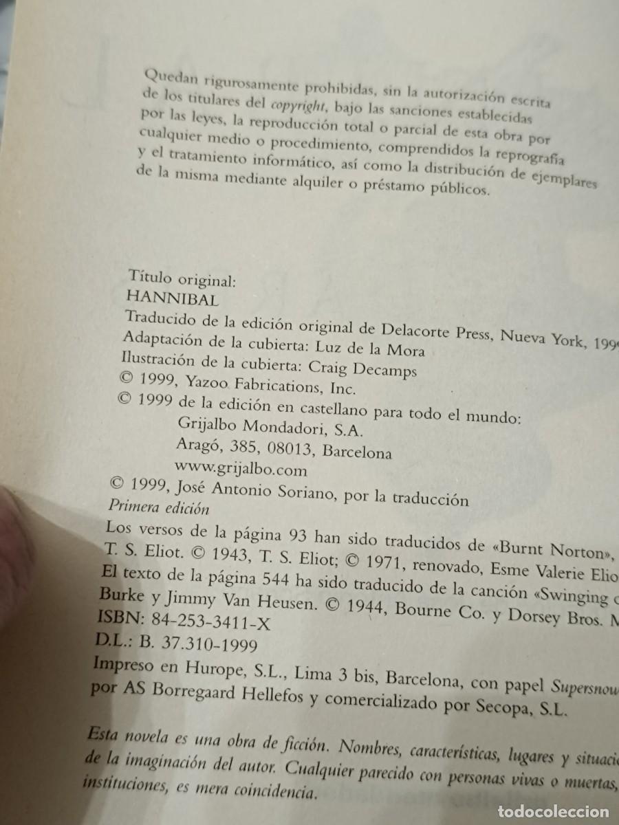 Libros de segunda mano: Hannibal de Thomas Harris - Foto 5