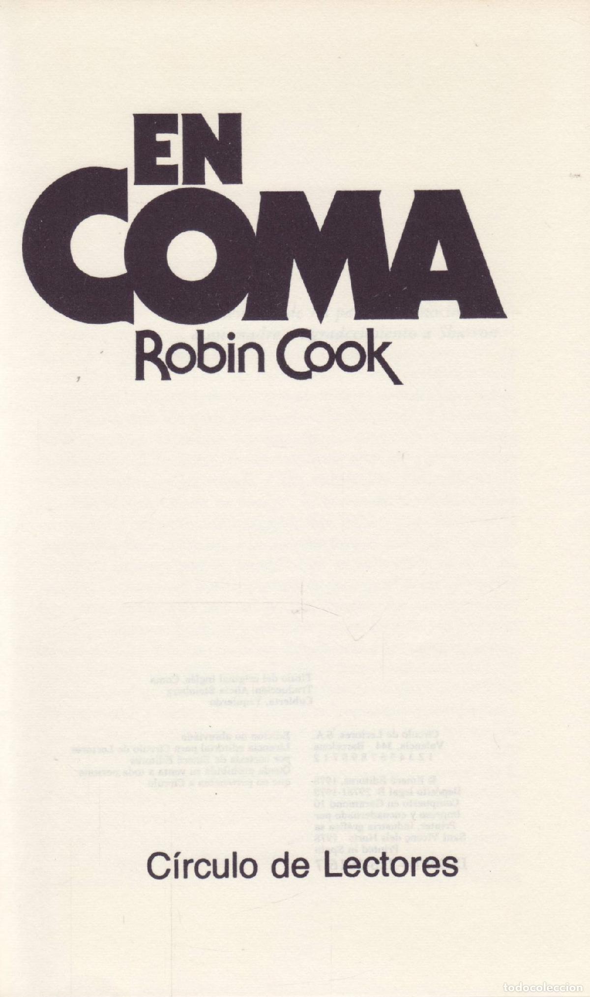 Libros de segunda mano: En coma - Cook, Robin - Foto 1