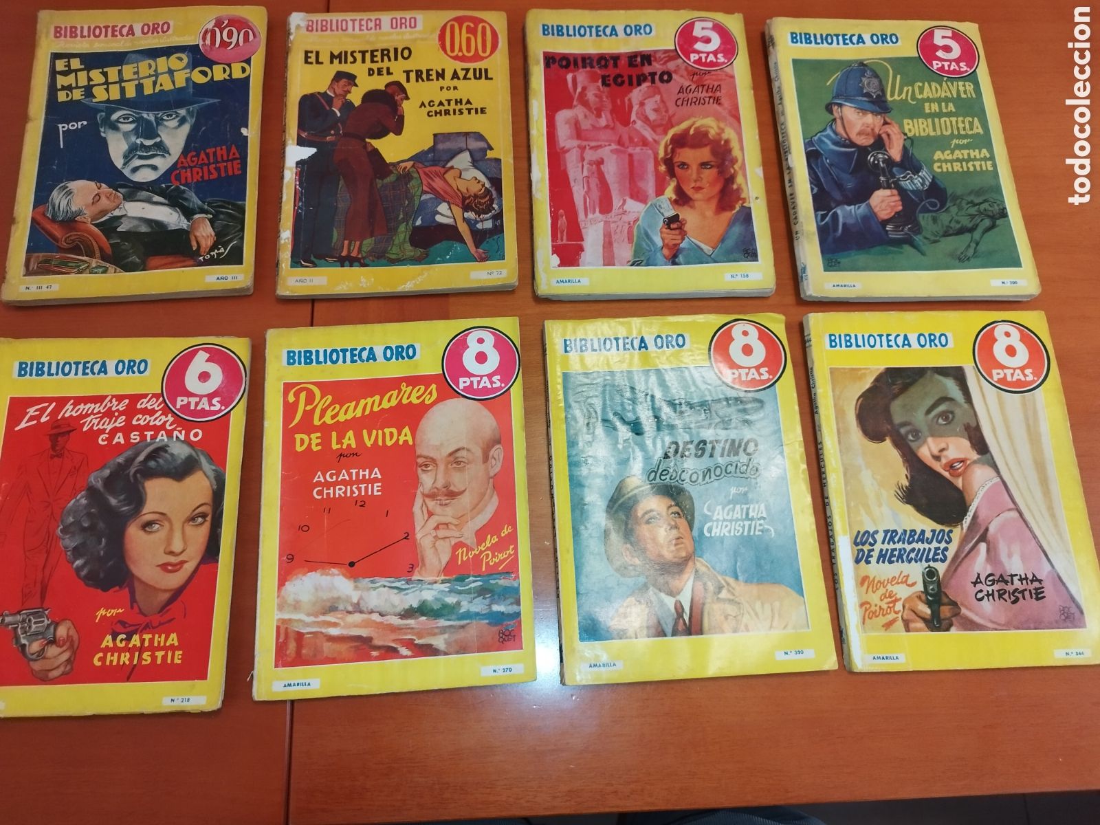 Second hand books: AGATHA CHRISTIE. BIBLIOTECA ORO EDITORIAL MOLINO. LOTE 8 LIBROS (1935 - 1956) ILUSTRADOS.