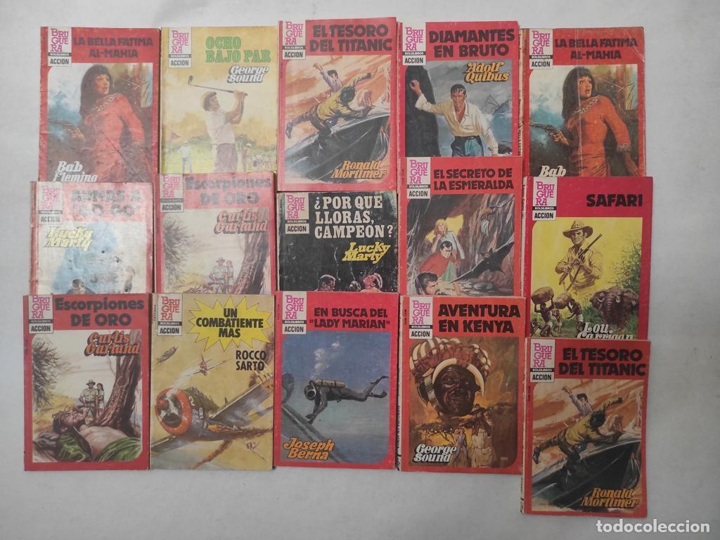Libros de segunda mano: lote 15 novelas BOLSILIBROS ACCION BRUGUERA , usadas pero buen estado,