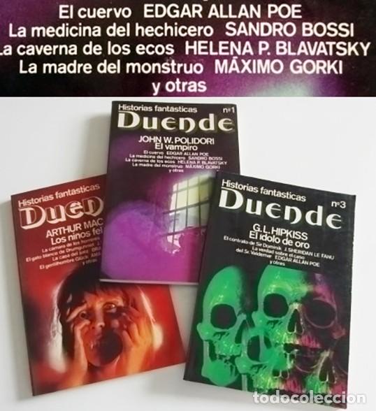Libros de segunda mano: LOTE DE LIBROS DUENDE 1 2 3 HISTORIAS FANT&Aacute;STICAS EL VAMPIRO CUERVO ALLAN POE MI ASESINATO FAVORITO