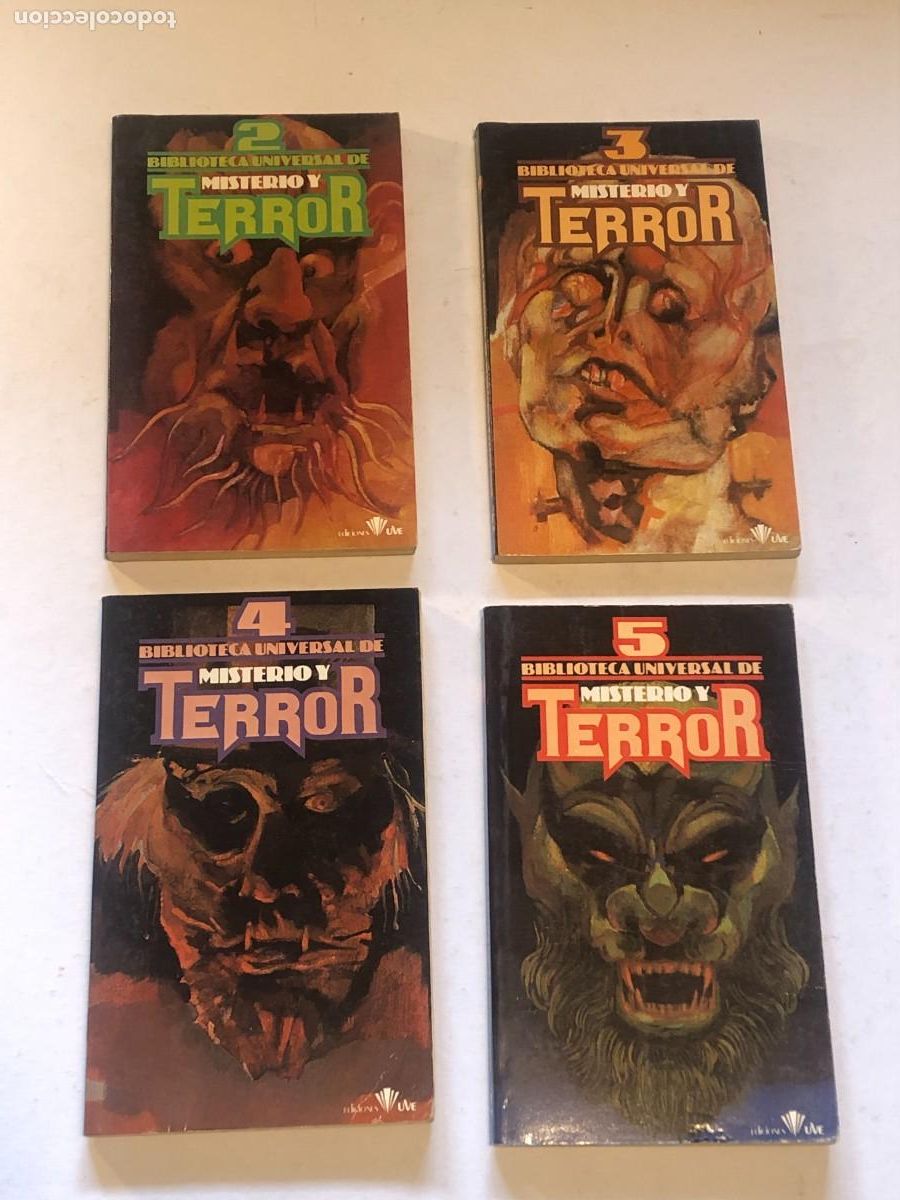 Libros de segunda mano: Lote Libros Terror Biblioteca Universal Misterio Ediciones UVE N 2 3 4 5 Vintage