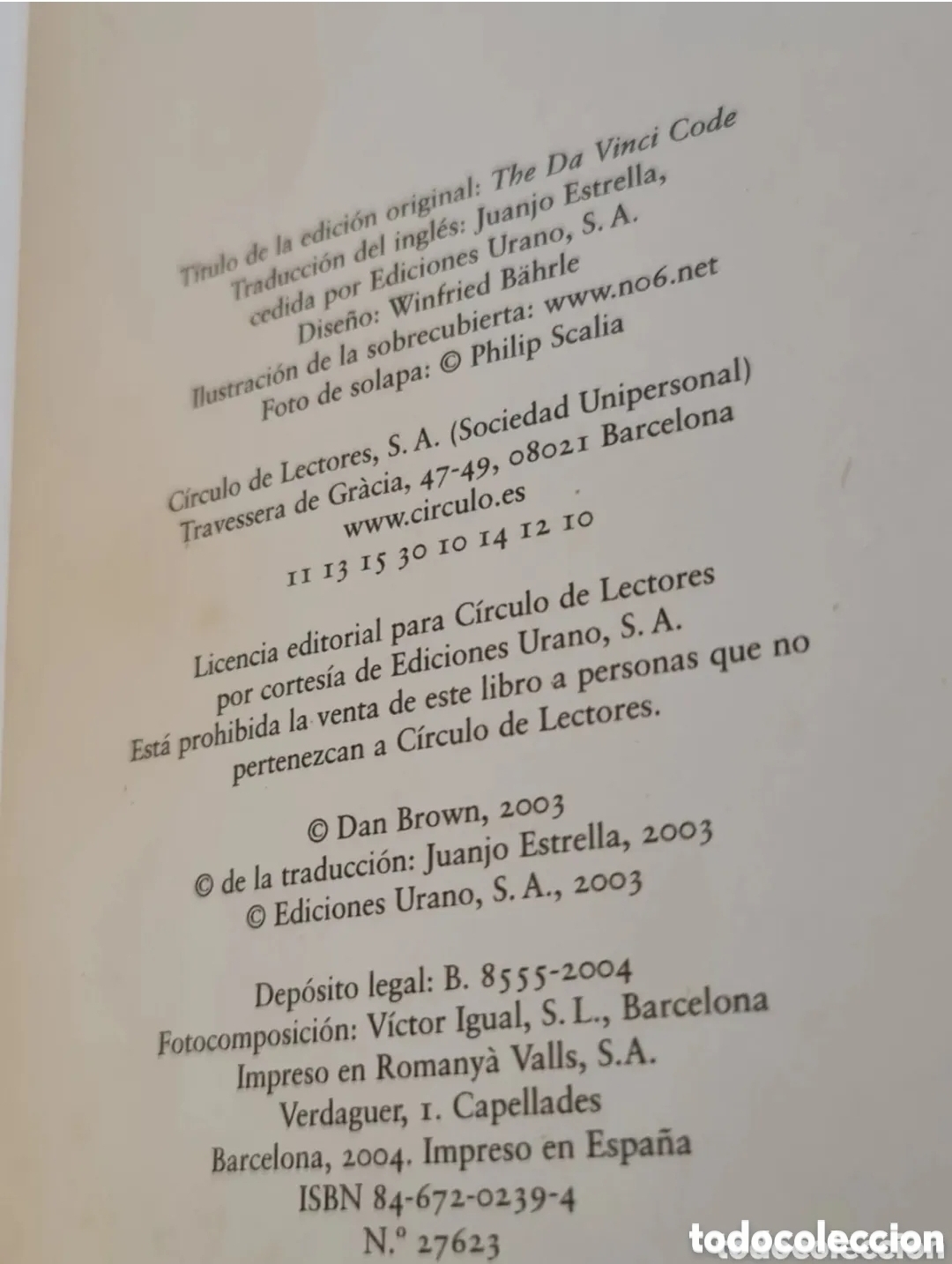 Libros de segunda mano: Libro El C&oacute;digo Da Vinci / Dan Brown - Foto 2