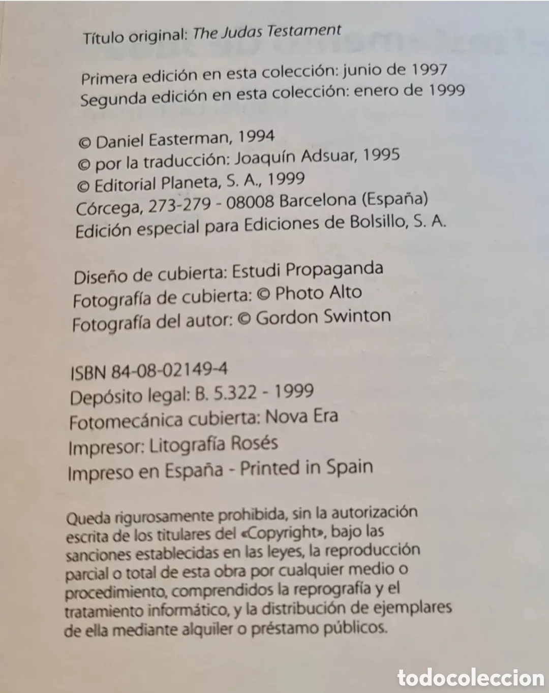 Libros de segunda mano: El testamento de Judas/ Daniel Easterman. - Foto 2