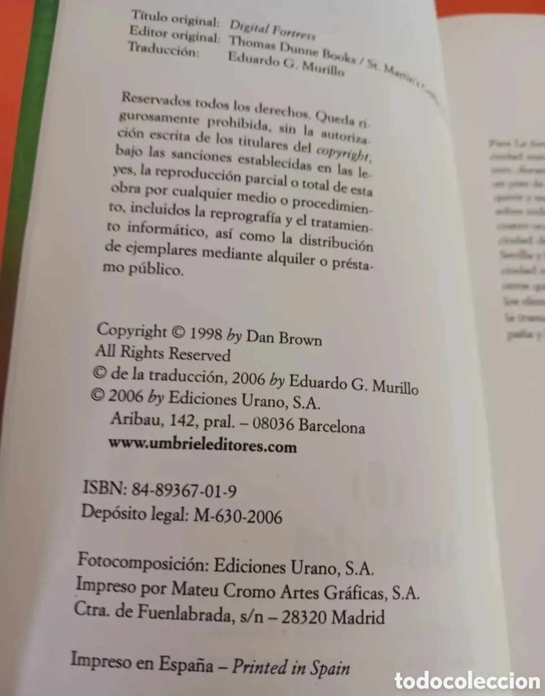 Libros de segunda mano: Libro, La fortaleza digital. DAN BROWN. - Foto 2