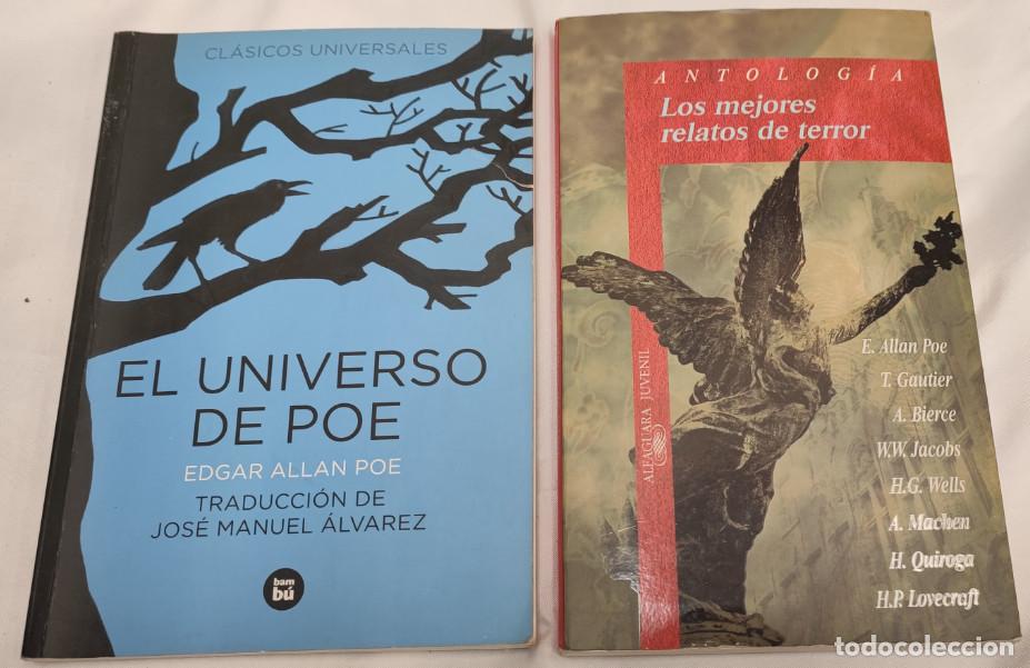 Libros de segunda mano: 2 LIBROS, EL UNIVERSO DE POE, ANTOLOGIA LOS MEJORES RELATOS DE TERROR, EDGAR ALLAN POE, ETC.