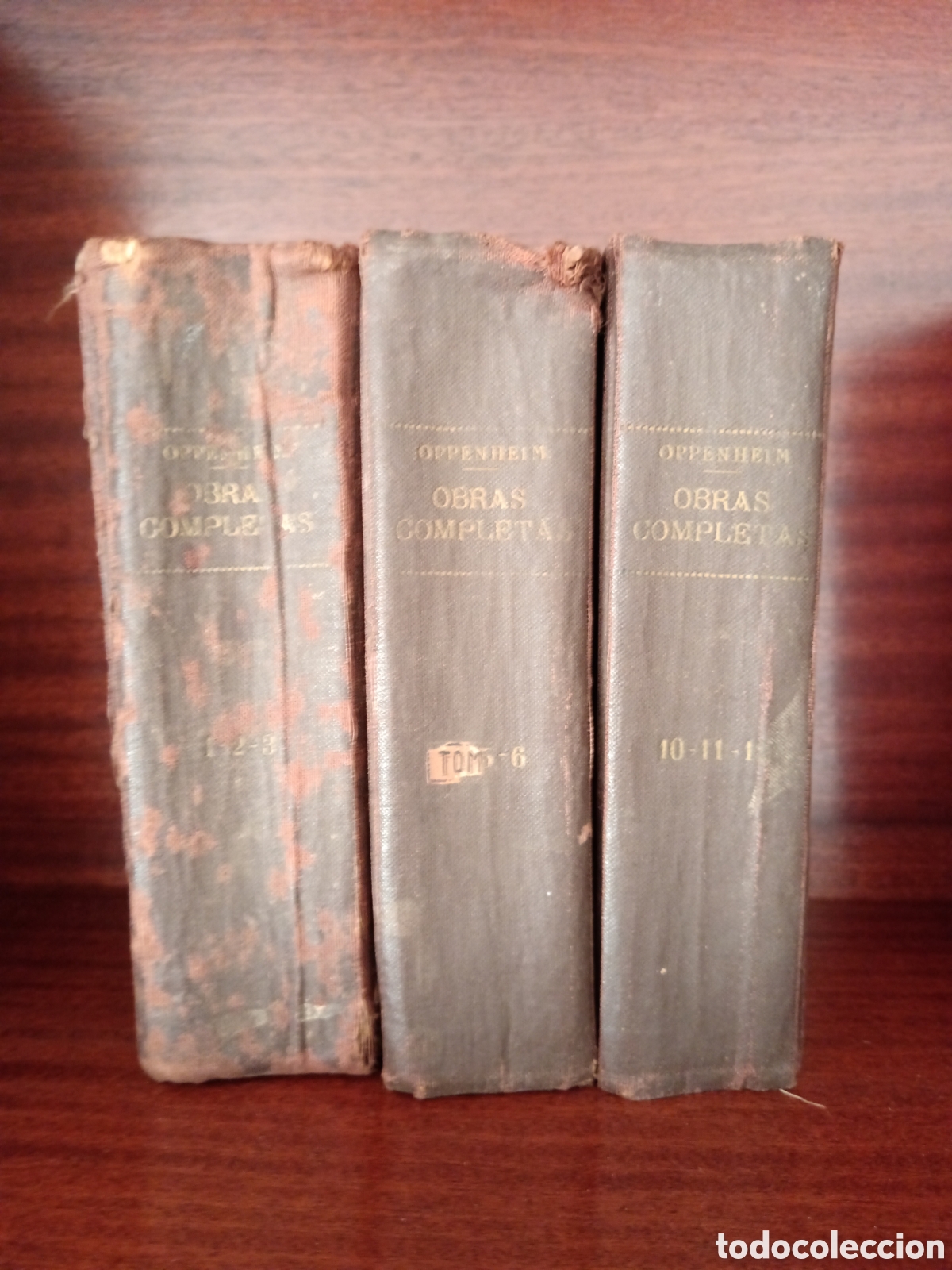 Libros de segunda mano: Lote de 3 vol&uacute;menes antiguos de las Obras Completas de E. Phillips Oppenheim, encuadernados en tela.