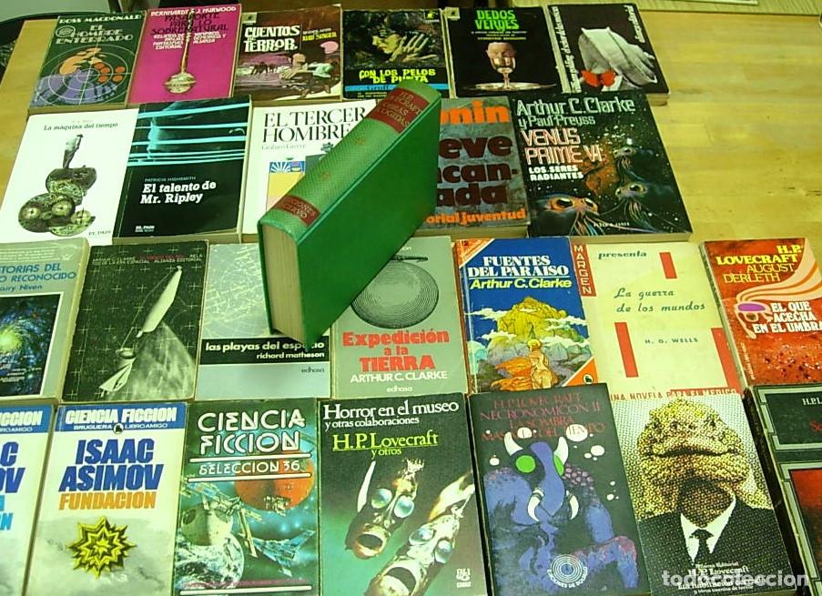 Libros de segunda mano: Lote 26 Libros CIENCIA FICCION TERROR NOVELA NEGRA SUSPENSE MISTERIO ASIMOV LOVECRAFT CLARKE Le&iacute;dos