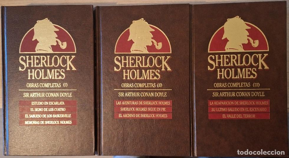 Libros de segunda mano: SHERLOCK HOLMES OBRAS COMPLETAS. 3 TOMOS. T1: ESTUDIO EN ESCARLATA. EL SIGNO DE LOS CUATRO. EL SABUE