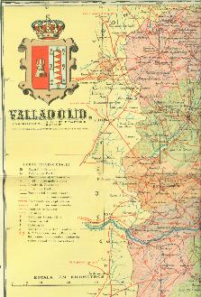 Libri di seconda mano: Mapa de VALLADOLID. (Barcelona hacia 1940) Escala 1/500.000. Escudo de Valladolid