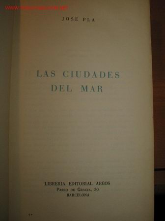 Libros de segunda mano: LAS CIUDADES DEL MAR. Jos&eacute; Pla. 1.942 - Foto 1
