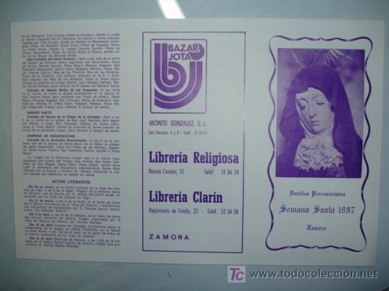 Libros de segunda mano: ZAMORA,SEMANA SANTA ,GUIA 1987 - Foto 1
