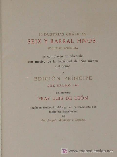Libros de segunda mano: SALMO 103 (Edici&oacute;n Pr&iacute;ncipe) de Fray Luis de Le&oacute;n - Foto 2