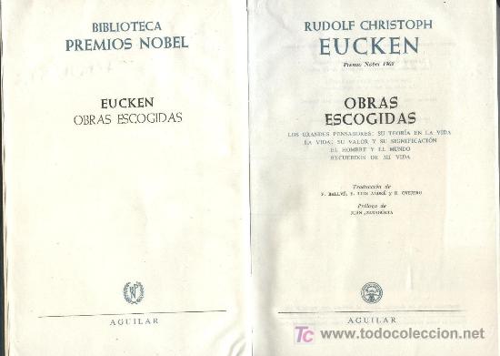 Libros de segunda mano: OBRAS ESCOGIDAS. PREMIO NOBEL 1908. EUCKEN A-AGUI-050 ,2 - Foto 1