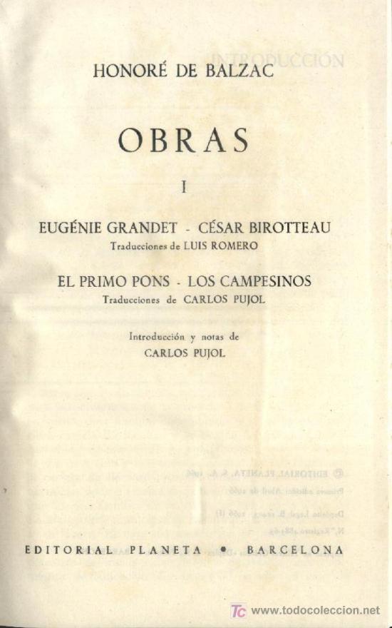 Libros de segunda mano: OBRAS, I. HONORE DE BALZAC.   A-PI-184 - Foto 1