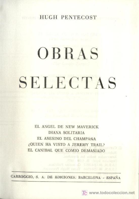 Libros de segunda mano: OBRAS SELECTAS. HUGH PENTECOST. A-PI-194 - Foto 1