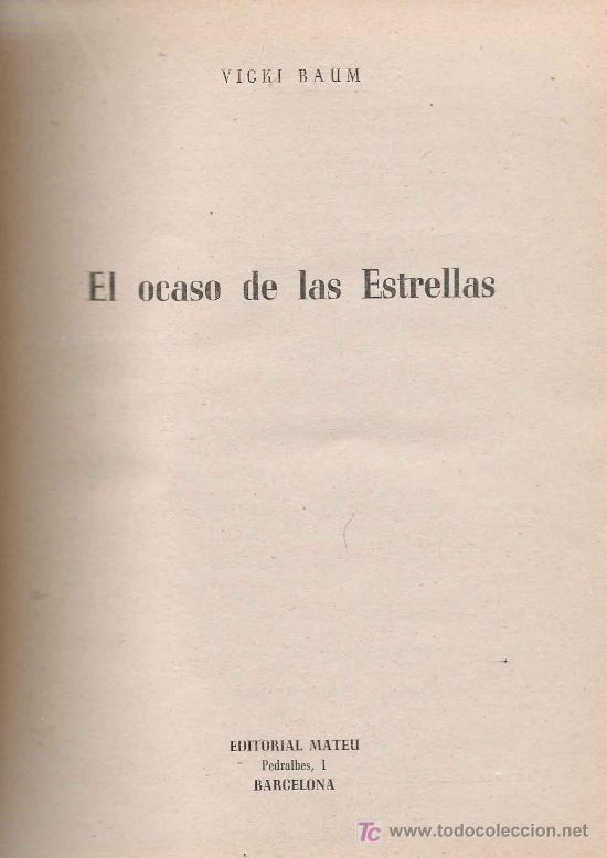 Libros de segunda mano: El ocaso de las estrellas / Vicki Baum - Foto 1