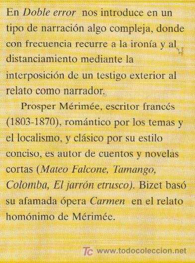 Libros de segunda mano: Prosper Merim&eacute;e: Doble Error. Novelas de verano. Bibliotex 2000 - Foto 2