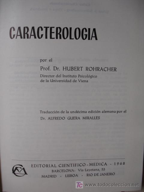 Libros de segunda mano: CARACTEROLOGIA,HUBERT ROHRACHER - Foto 1