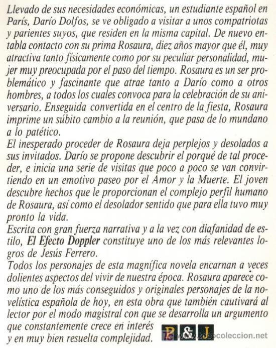Libros de segunda mano: El efecto Doppler, de Jes&uacute;s Ferrero.editorial plaza y jan&eacute;s - Foto 2